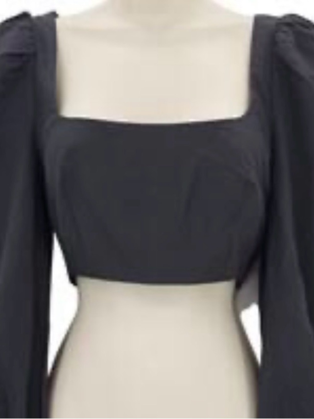 Naked Wardrobe Crop Top Black Puff Sleeve Square Neck Crop Size XS